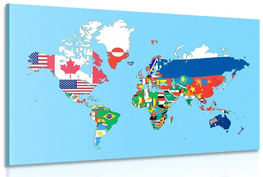 Εικόνα παγκόσμιο χάρτη με σημαίες - 90x60