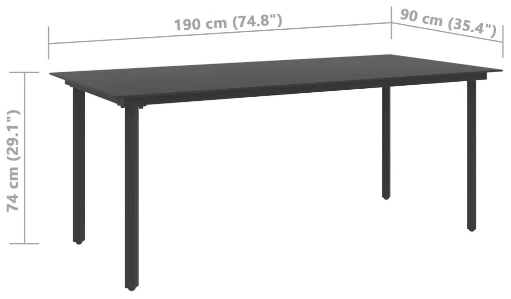 ΤΡΑΠΕΖΑΡΙΑ ΚΗΠΟΥ ΜΑΥΡΗ 190 X 90 X 74 ΕΚ. ΑΠΟ ΑΤΣΑΛΙ / ΓΥΑΛΙ 313111