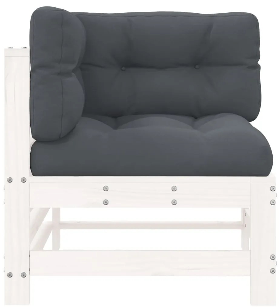 vidaXL Καναπέδες Γωνιακοί με Μαξιλάρια 2 τεμ. Λευκοί Μασίφ Ξύλο Πεύκου