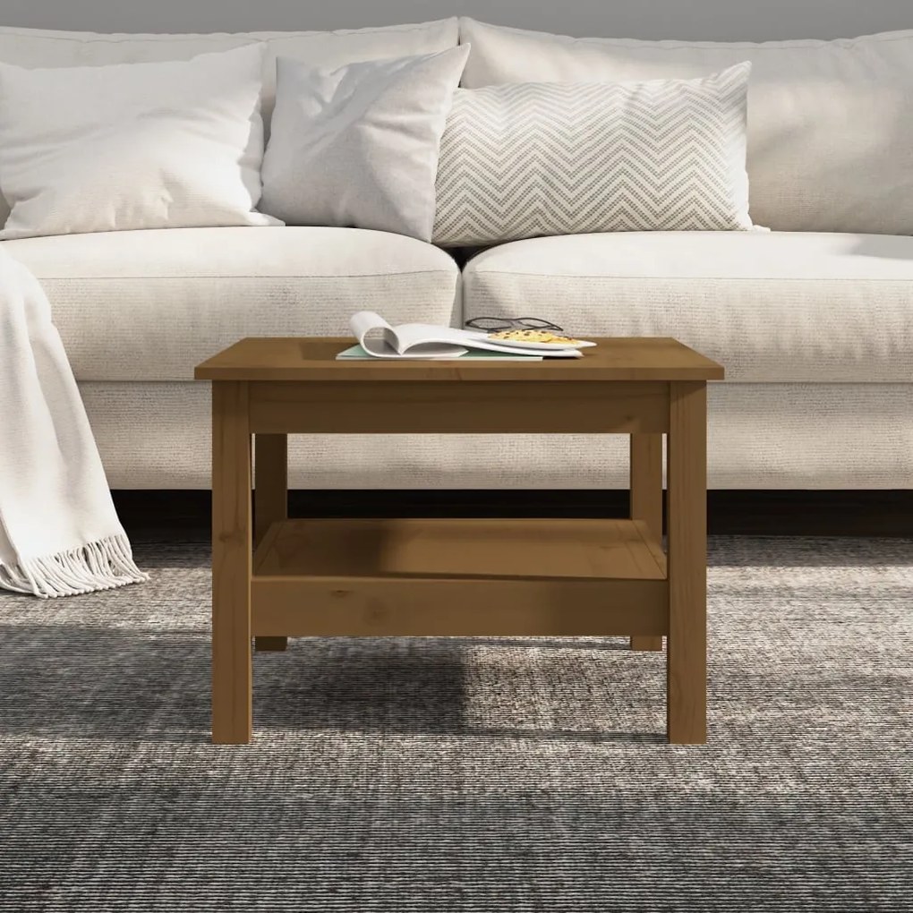 vidaXL Τραπεζάκι Σαλονιού Καφέ Μελί 55x55x40 εκ. Μασίφ Ξύλο Πεύκου