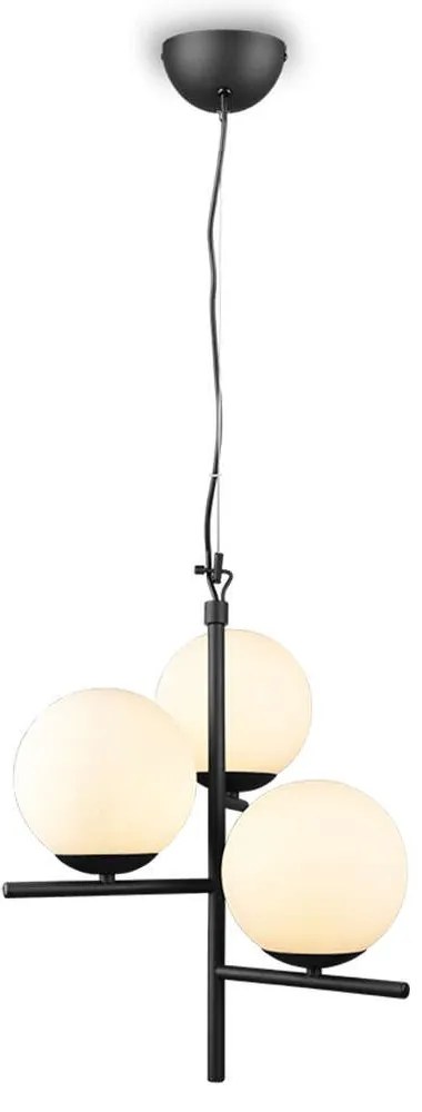 Φωτιστικό Οροφής Pure 302000332 3xE14 28W Φ40cm 150cm Black-White Trio Lighting Μέταλλο,Γυαλί