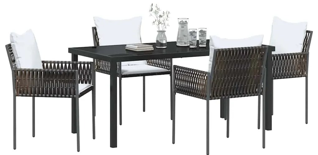 vidaXL Σέτ φαγητού για κήπο 5 pcs Καφέ Πολυ ράταν