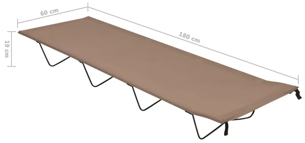 vidaXL Κρεβάτι Κάμπινγκ Χρώμα Taupe 180x60x19εκ. Ύφασμα Oxford/Ατσάλι