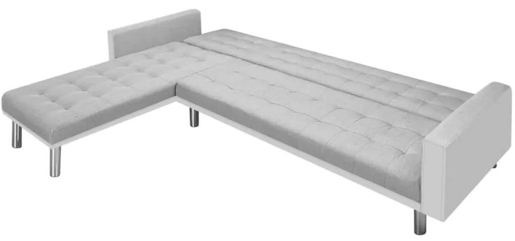 vidaXL Καναπές-Κρεβάτι Γωνιακός Λευκός/Γκρι 218x155x69 εκ. Υφασμάτινος