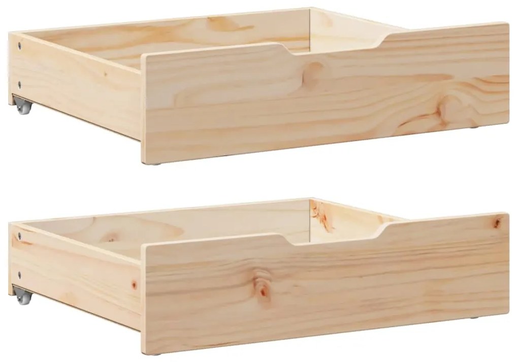 Συρτάρια Κρεβατιού με Ροδάκια 2 τεμ. 75x55x17 εκ. Μασίφ Πεύκο