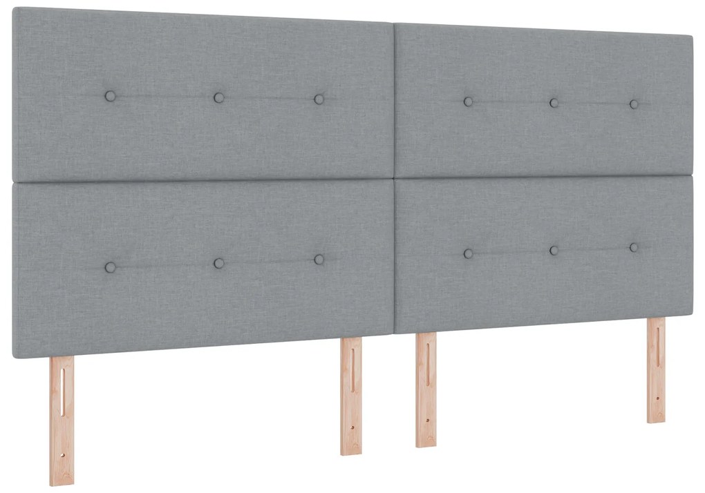 vidaXL Κρεβάτι Box Spring με Στρώμα Γκρι 200x200 εκ. Υφάσματος
