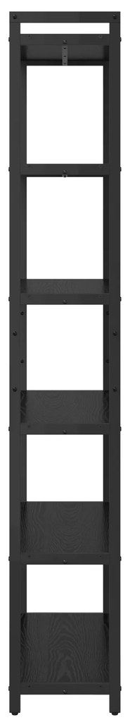 vidaXL Βιβλιοθήκη Μαύρη δρυς 80 x 30 x 188 εκ Ξύλο και Χάλυβας