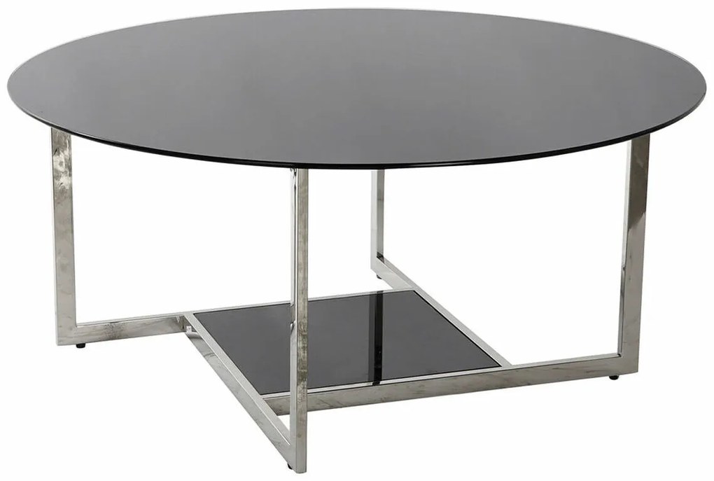 Τραπεζάκι Καφέ DKD Home Decor Μαύρο Ασημί Κρυστάλλινο Χάλυβας Πλαστική ύλη 100 x 100 x 45 cm