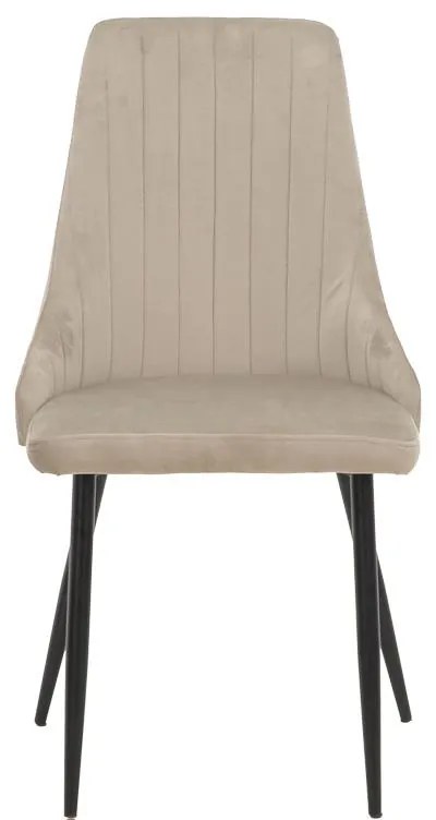 Καρέκλα Azori γκρι-μπεζ βελούδο-πόδι μαύρο μέταλλο 49x55x85εκ 2αδα 49x55x85 εκ.