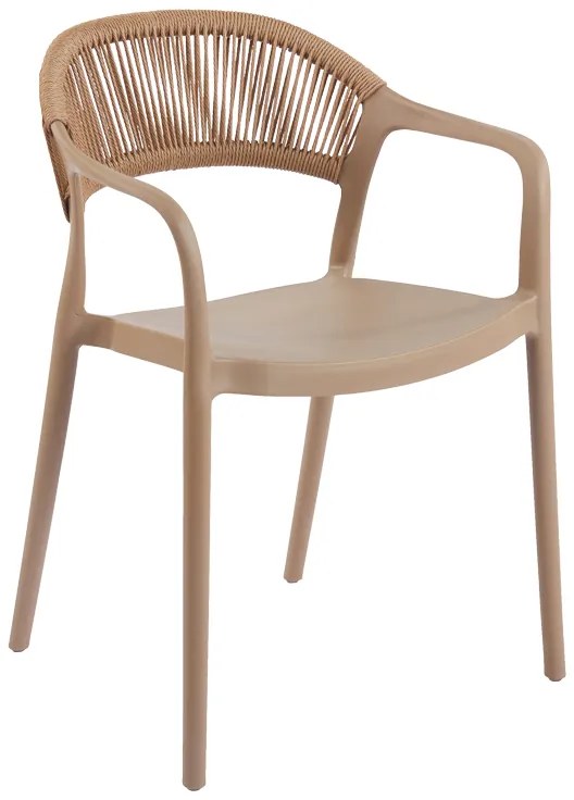 Πολυθρόνα Ankara pakoworld στοιβαζόμενη pp-pe rattan σε μόκα-φυσική απόχρωση 54x55.5x77εκ