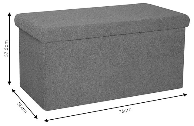 Σκαμπό-μπαούλο Forward pakoworld ύφασμα μπουκλέ ivory 76.5x38x37.5εκ