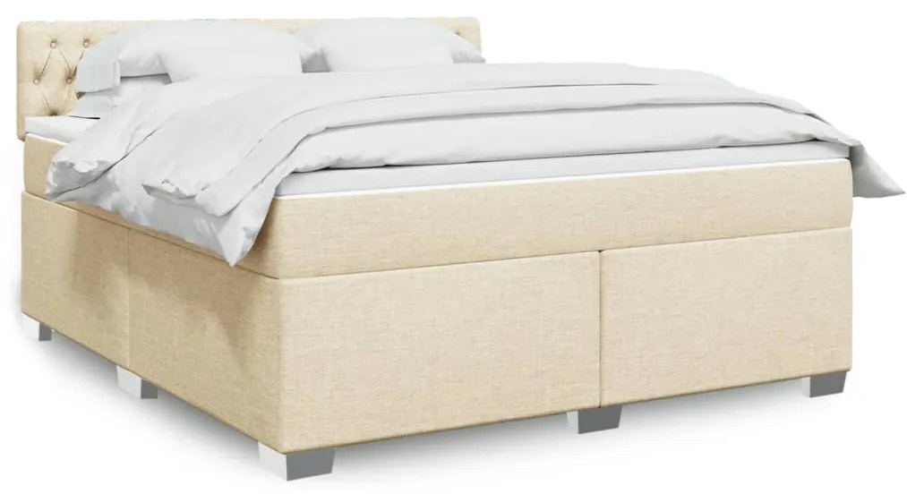 Κρεβάτι Boxspring με Στρώμα Κρεμ 180x200 εκ. Υφασμάτινο