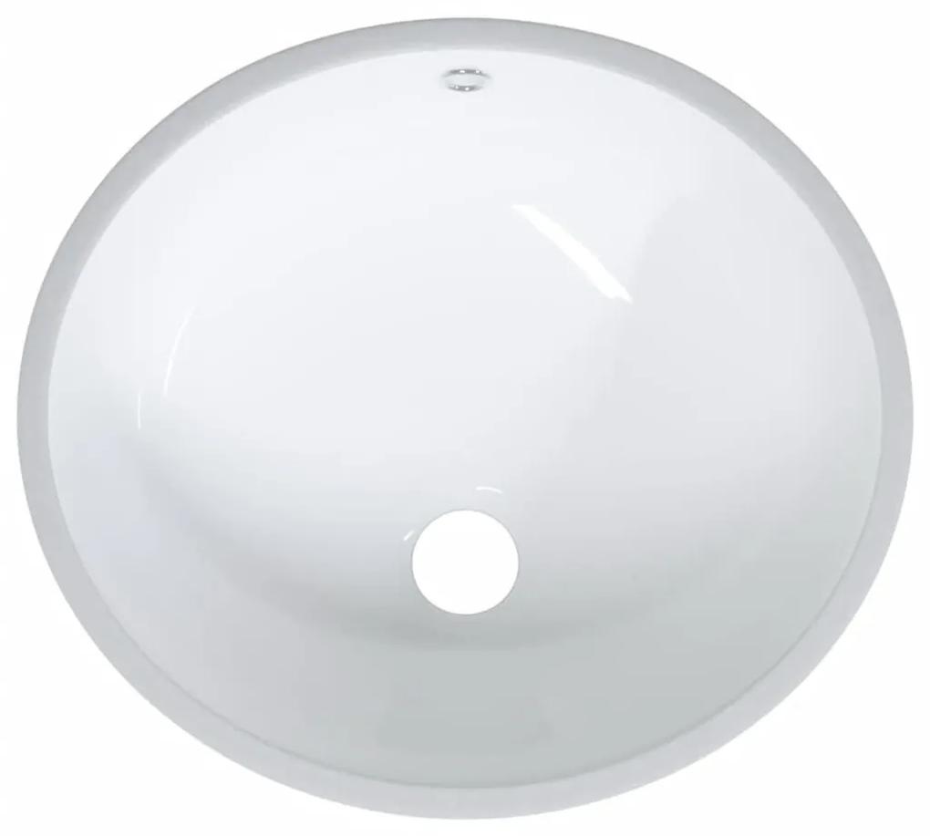 Νιπτήρας Μπάνιου Οβάλ Λευκός 37 x 31 x 17,5 εκ. Κεραμικός - Λευκό