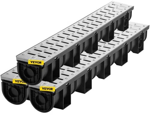 VEVOR Drainage Trench Driveway Channel Drain Kit Metal Grate-5.8