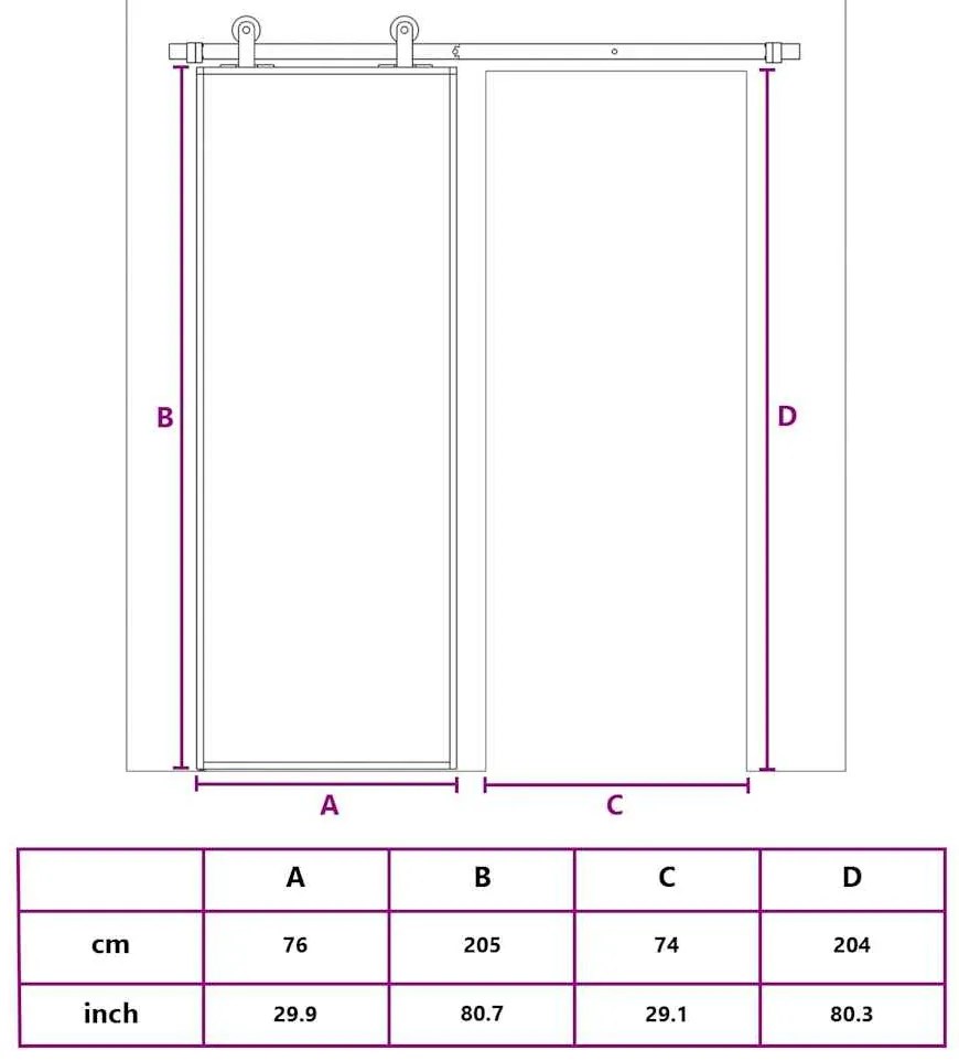 vidaXL Συρόμενη Πόρτα Λευκή 76 x 205 εκ. από Γυαλί ESG / Αλουμίνιο