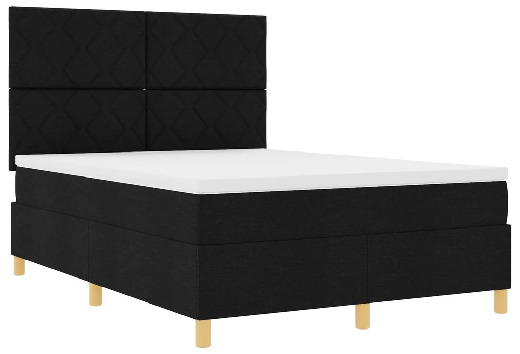 vidaXL Κρεβάτι με Στρώμα Μαύρο 140x200 cm Ύφασμα