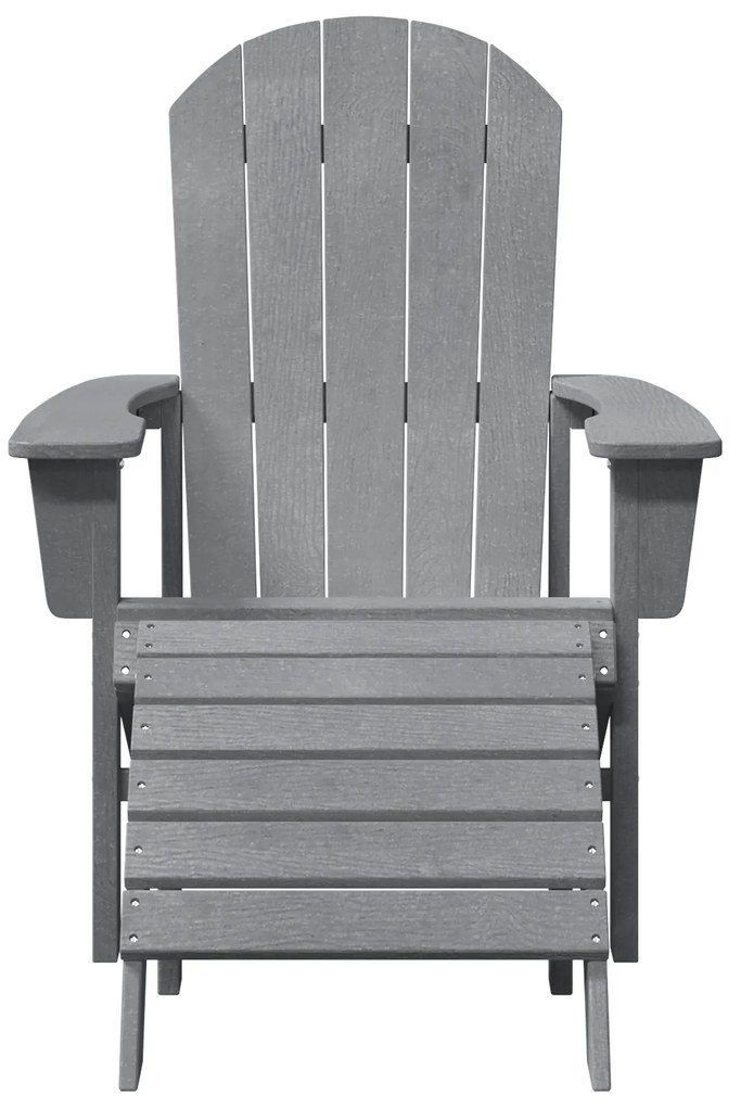 vidaXL Καρέκλα Adirondack με Υποπόδιο Ανοιχτό Γκρι HDPE