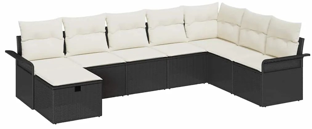 vidaXL Σετ Καναπέ Κήπου 8 pcs Μαύρο και κρεμ 297.5 x 187.5 x 85 εκ