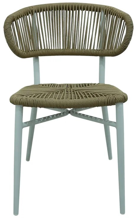 Καρέκλα στοιβαζόμενη Agus pakoworld αλουμίνιο σε λευκό- pe rattan σε φυσική απόχρωση 55x63x77εκ