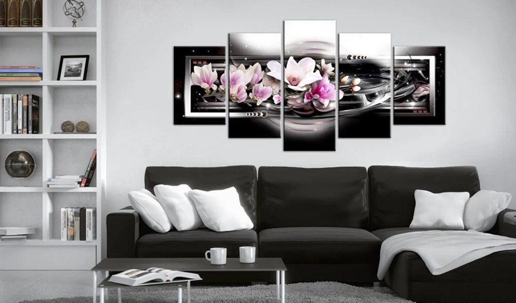 Πίνακας - Magnolias on a black background 200x100