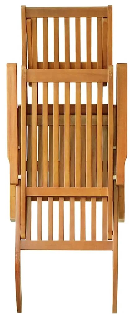 vidaXL Ξαπλώστρα Εξ. Χώρου από Μασίφ Ξύλο Ακακίας με Υποπόδιο/Τραπέζι