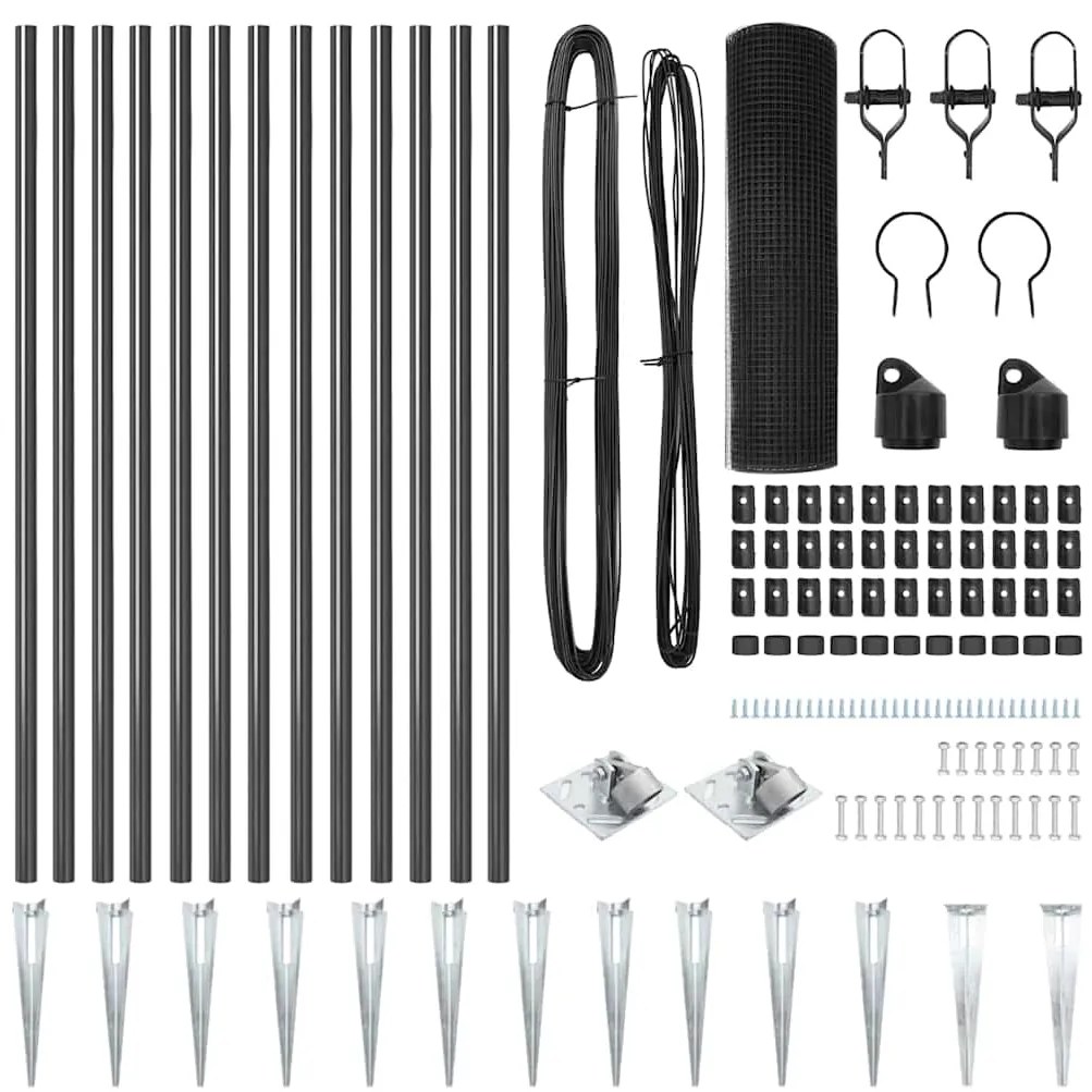 vidaXL Στύλος Περιφράξεων Γκρι 25 x 1 μ (12 x 12 χλστ. συρματόπλεγμα)