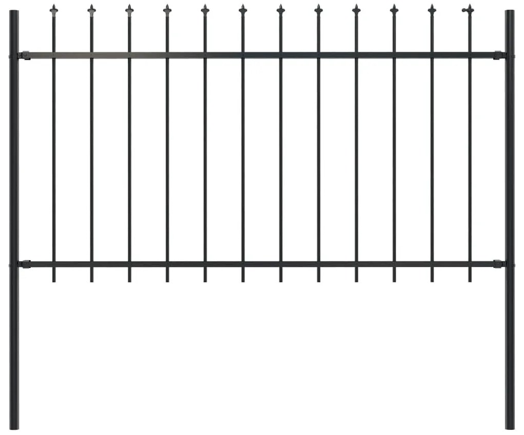 Κάγκελα Περίφραξης με Λόγχες Μαύρα 1,7 x 1 μ. από Χάλυβα