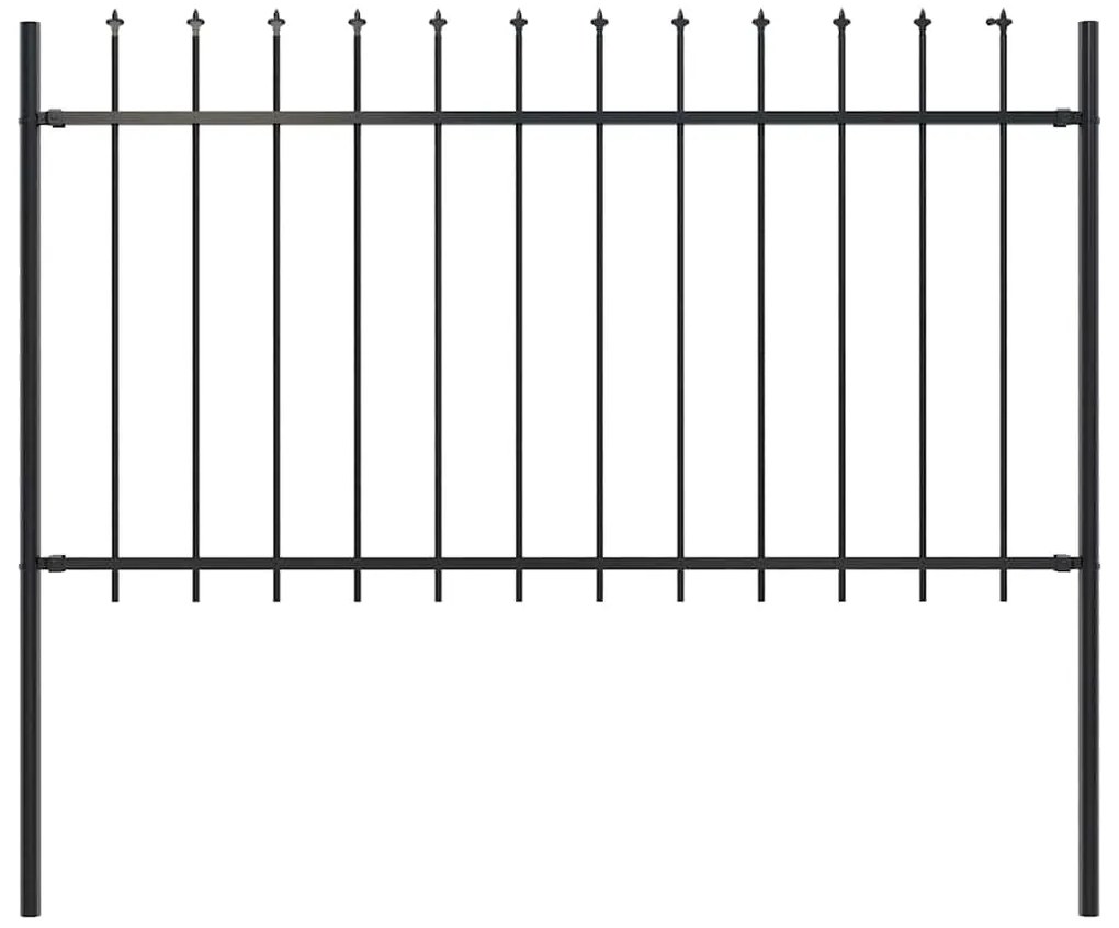 Φράχτης Κήπου με Κορυφή Δόρυ από Ατσάλι, Μαύρος 181 x 100 εκ.