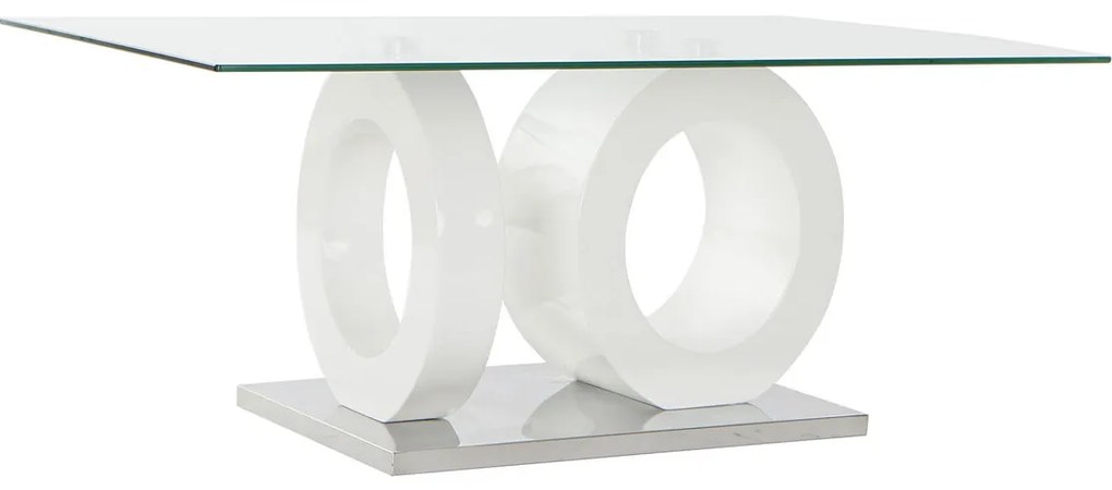 Τραπεζάκι Καφέ DKD Home Decor Λευκό Διαφανές Ξύλο Κρυστάλλινο Ξύλο MDF 110 x 60 x 45 cm