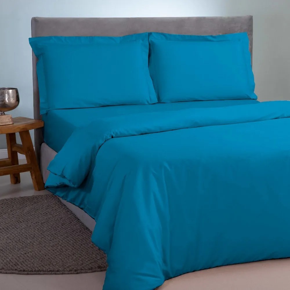 Παπλωματοθήκη Satin Plain Turqoise Aslanis Home Υπέρδιπλo 220x240cm 100% Βαμβακοσατέν