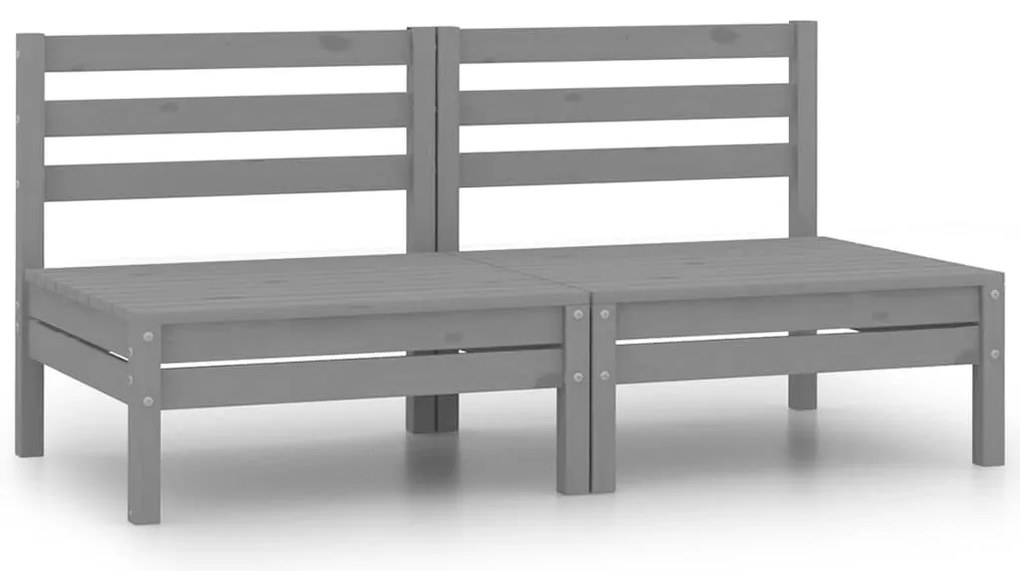 vidaXL Καναπέδες Κήπου Μεσαίοι Γκρι 2 τεμ. από Μασίφ Ξύλο Πεύκου