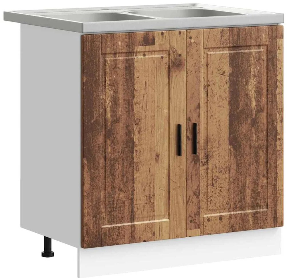 vidaXL Βάση νιπτήρα 2 pcs Καφέ 80 x 46 x 84.5 εκ. Επεξεργασμένο ξύλο