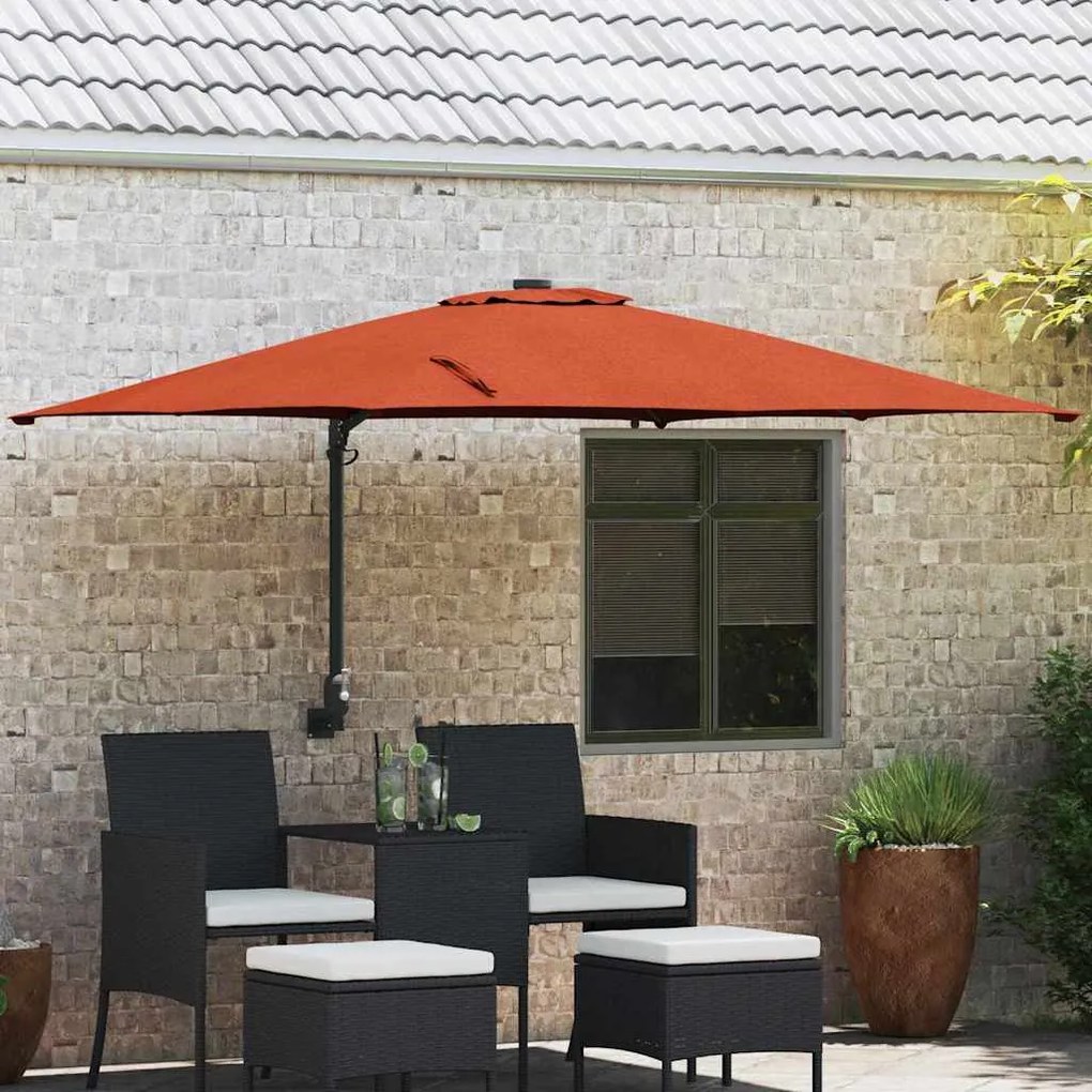 vidaXL Ομπρέλα Κήπου Τερακότα 248.5 x 247.5 x 160 εκ. ύφασμα