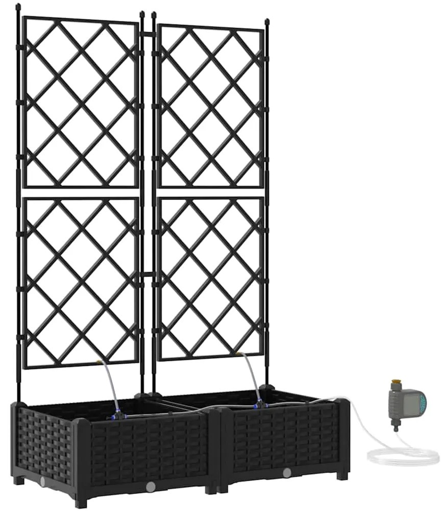 vidaXL Ζαρντινιέρες κήπου Μαύρο 80 x 40 x 126 cm Ατσάλι