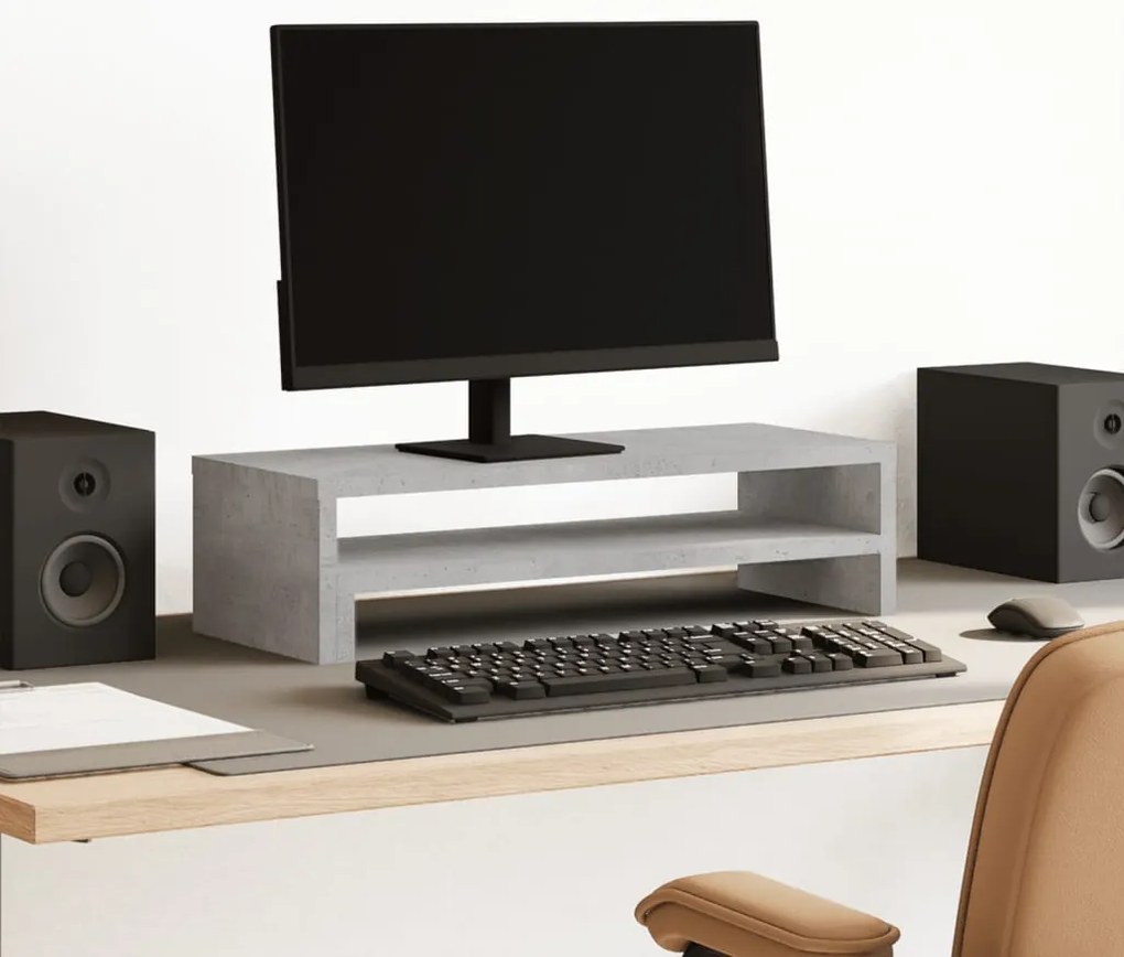 vidaXL Βάση Οθονών Γκρι του Σκυροδέματος 54x22x15 εκ. από Επεξ. Ξύλο