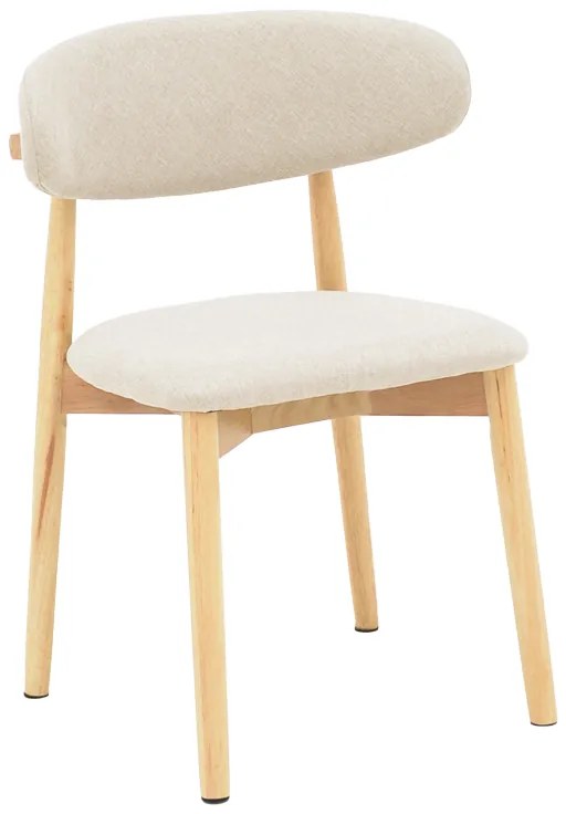 Καρέκλα Ubene pakoworld rubberwood και ύφασμα σε φυσική και μπεζ απόχρωση 46x58x79εκ