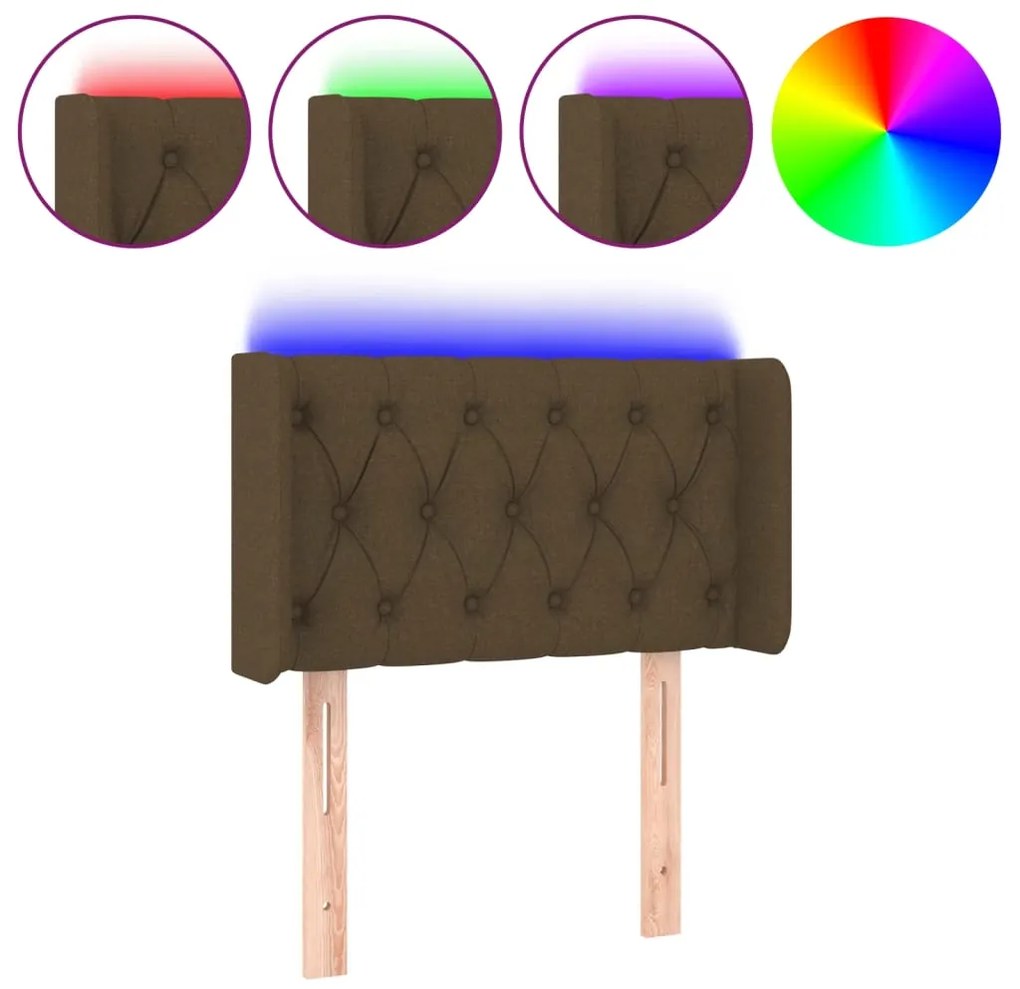vidaXL Κεφαλάρι Κρεβατιού LED Σκούρο Καφέ 83x16x78/88 εκ. Υφασμάτινο