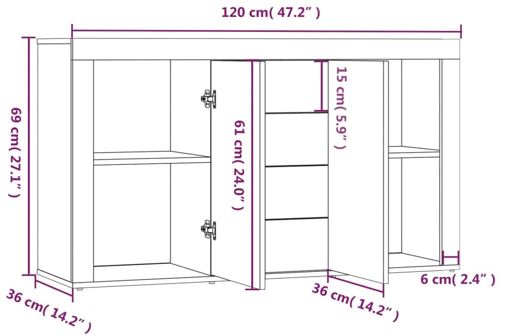 ΜΠΟΥΦΕΣ ΓΚΡΙ SONOMA 120 X 36 X 69 ΕΚ. ΑΠΟ ΕΠΕΞΕΡΓΑΣΜΕΝΟ ΞΥΛΟ 815493