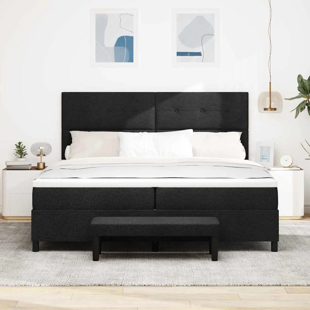 vidaXL Κρεβάτι με ελατήρια με στρώμα Μαύρο 200 x 200 cm ύφασμα