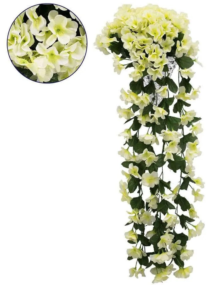 Τεχνητό Κρεμαστό Φυτό Phlox 78056 30x30x80cm Green-White GloboStar Polyester,Πλαστικό