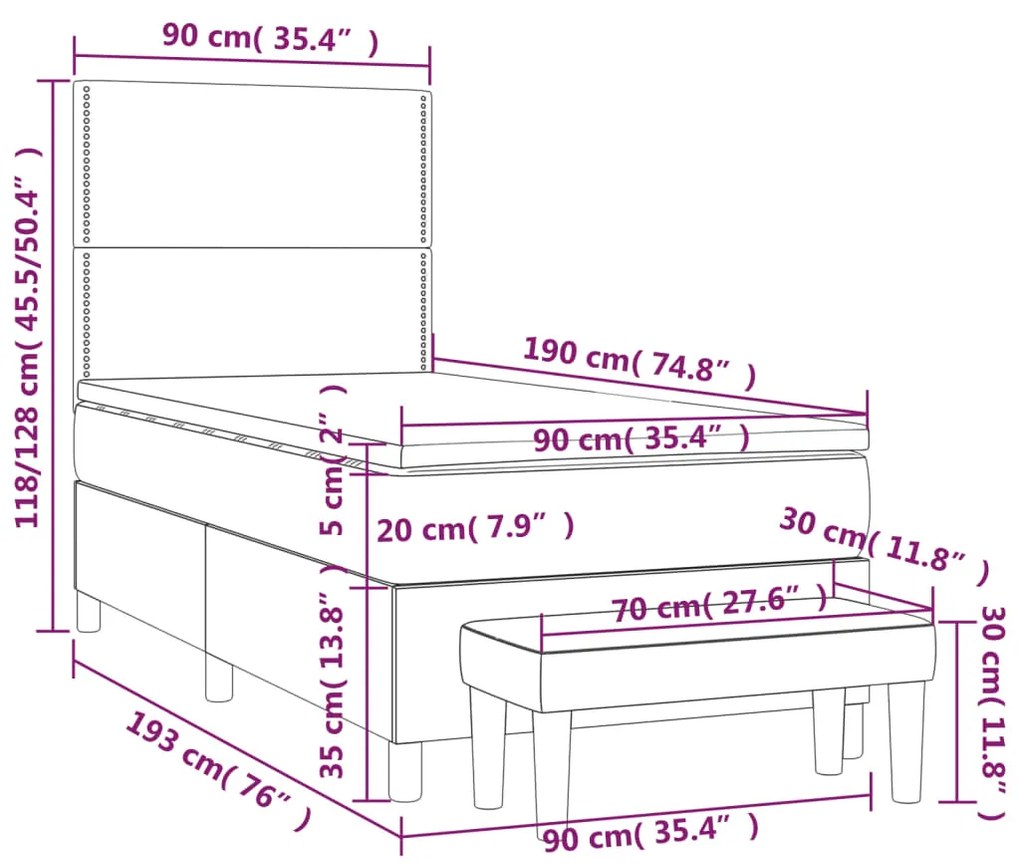 ΚΡΕΒΑΤΙ BOXSPRING ΜΕ ΣΤΡΩΜΑ ΣΚΟΥΡΟ ΚΑΦΕ 90X190 ΕΚ. ΥΦΑΣΜΑΤΙΝΟ 3137040