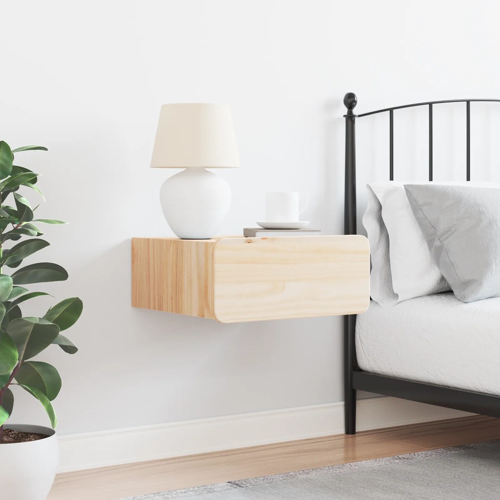 vidaXL Τοίχου Κομοδίνο Καφέ 39 x 34 x 16.5 εκ. Συμπαγές ξύλο πεύκου