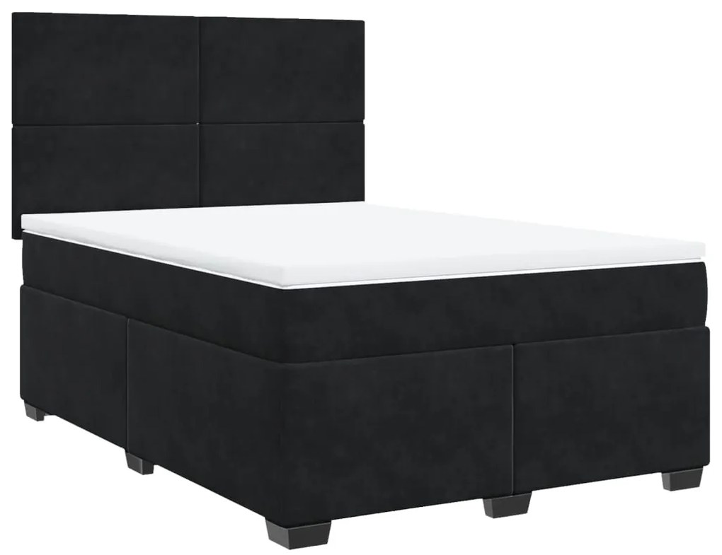 vidaXL Κρεβάτι Boxspring με Στρώμα Μαύρο 160x200 εκ. Βελούδινο