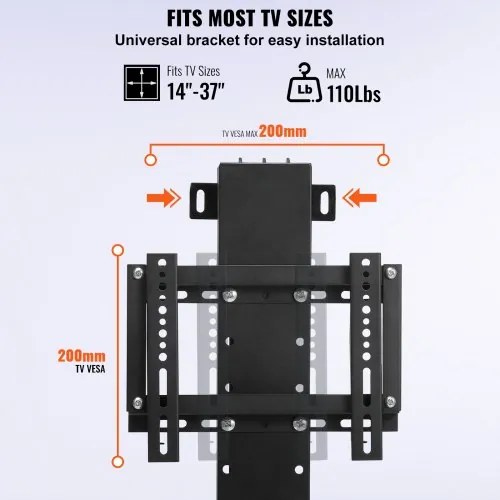 VEVOR Motorized TV Lift Stroke Length 20 Inches Motorized TV Mount Fit for 28-32&quot; TV Lift with Remote Control Height Adjustable Load Capacity 132 Lbs Wireless Remote Control