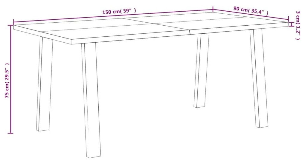 Τραπεζαρία 150 x 90 x 75 εκ. από Μασίφ Ξύλο Ακακίας - Καφέ