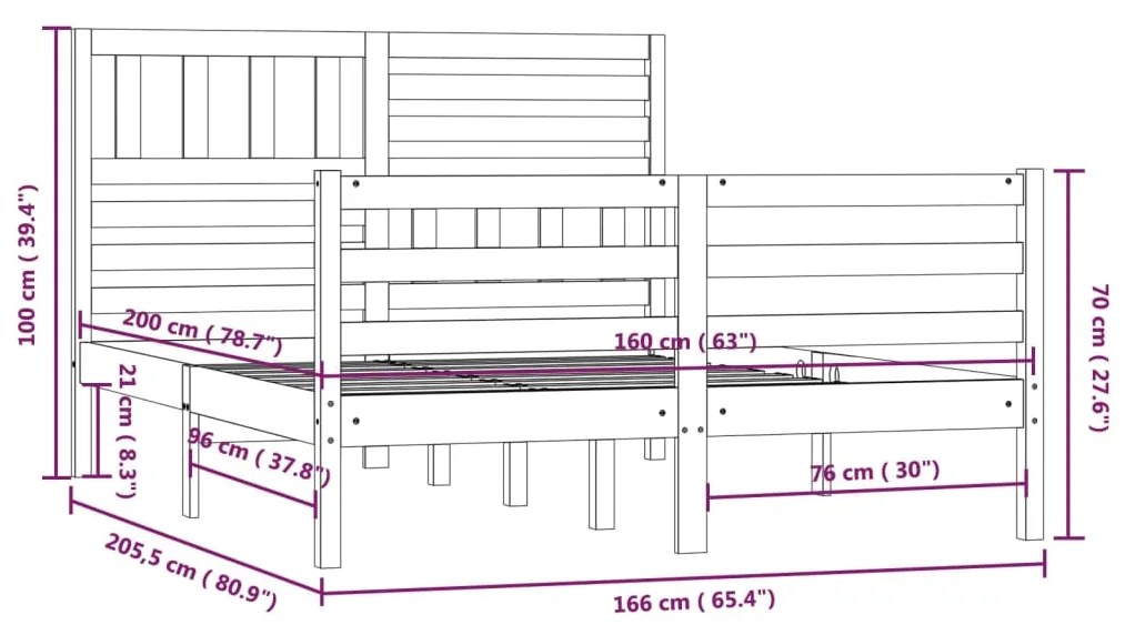 ΠΛΑΙΣΙΟ ΚΡΕΒΑΤΙΟΥ 160 X 200 ΕΚ. ΑΠΟ ΜΑΣΙΦ ΞΥΛΟ 3101098