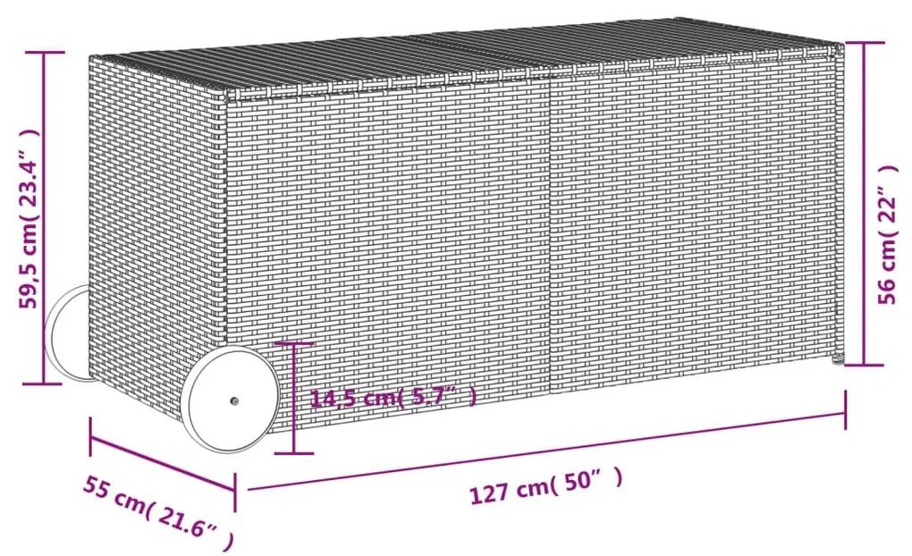 Κουτί Αποθήκευσης Κήπου με Ρόδες Μπεζ 283 Λίτρα Συνθετικό Ρατάν - Μπεζ