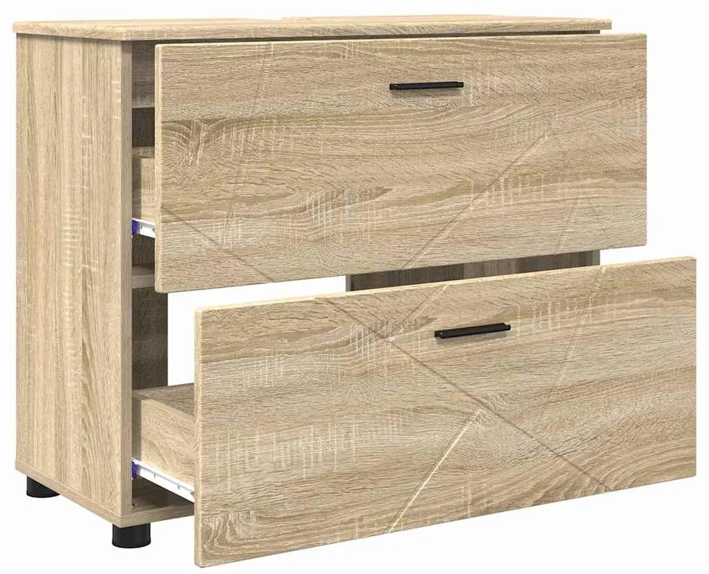 vidaXL Σετ Επίπλων Μπάνιου με ράφι 3 pcs Sonoma Δρυς 76,5 x 35 x 64 εκ
