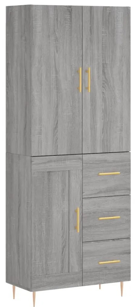 vidaXL Ντουλάπι Γκρι Sonoma 69,5 x 34 x 180 εκ. Επεξεργασμένο Ξύλο