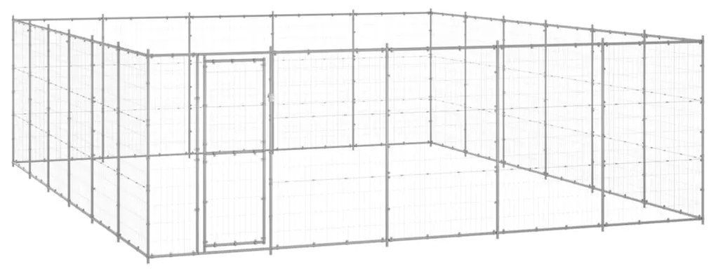 Κλουβί Σκύλου Εξωτερικού Χώρου 36,3 μ² από Γαλβανισμένο Χάλυβα - Ασήμι